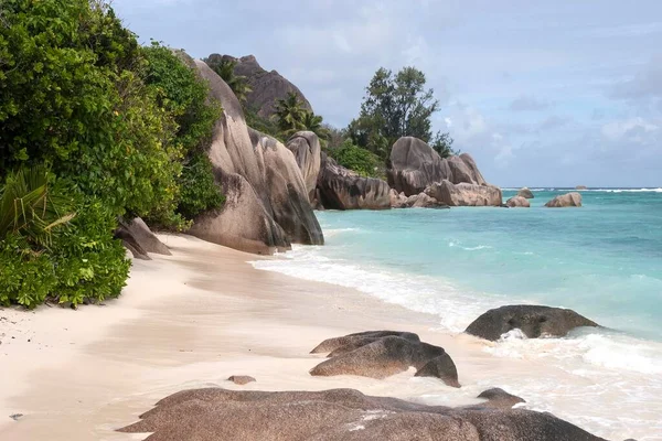 Plaża Granitowe Skały Anse Source Argent Digue Island Seszele Afryka — Zdjęcie stockowe