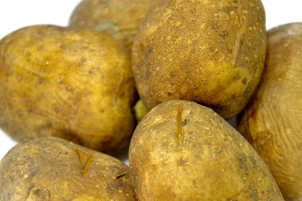 Batatas Cozidas Marrons Não Refinadas Uma Placa Branca — Fotografia de Stock