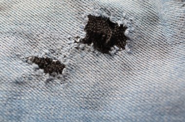 mavi doku maden kot torned delik ile bulanık iplik ile bir parçasındaki tonda