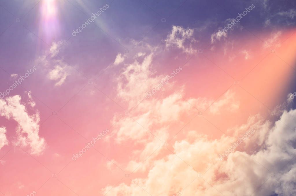 Nature Background Fluffy Soft Clouds Sky Toned Stock Photo