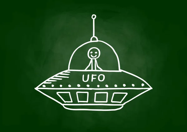 Yazı Tahtası Üzerinde Çizim Ufo — Stok Vektör