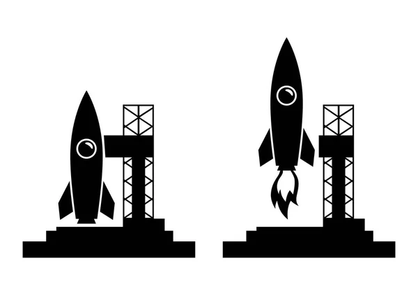 Raketa Vektorové Ikony Bílém Pozadí — Stockový vektor