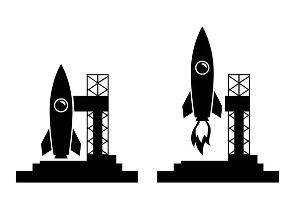 Icônes Vectorielles Fusée Sur Fond Blanc — Image vectorielle