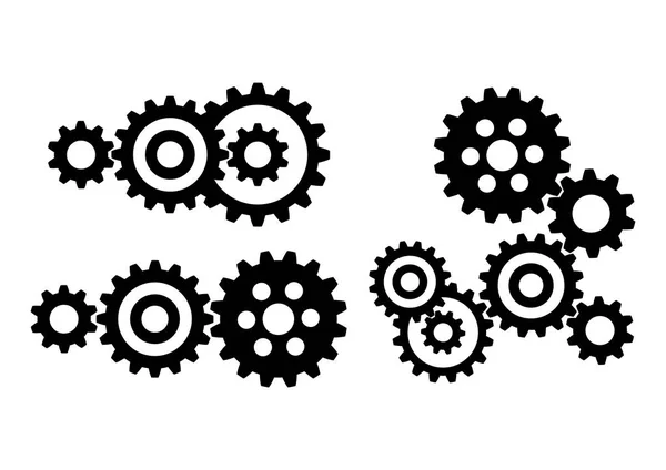 Icônes Vectorielles Roue Dentée Noire Sur Fond Blanc — Image vectorielle