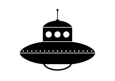 Beyaz arka planda siyah Ufo vektör simgesi