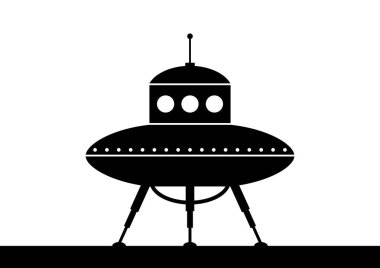 Beyaz arka planda siyah Ufo vektör simgesi
