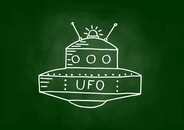 Yazı Tahtası Üzerinde Çizim Ufo — Stok Vektör