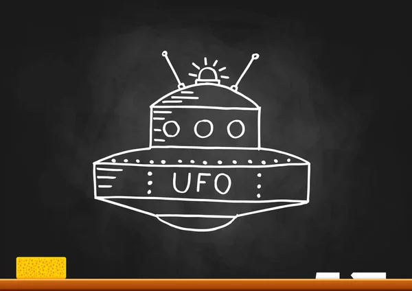 Yazı Tahtası Üzerinde Çizim Ufo — Stok Vektör