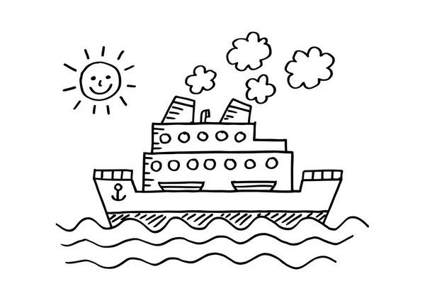 Navire Passagers Sur Fond Blanc — Image vectorielle