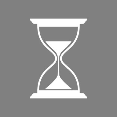 Gri arka plan üzerinde beyaz kum saati vektör simgesi