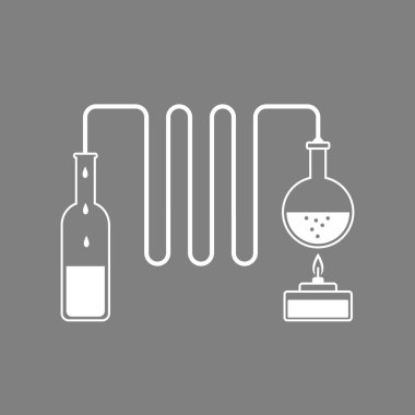 White distillation kit vector icon on grey background clipart