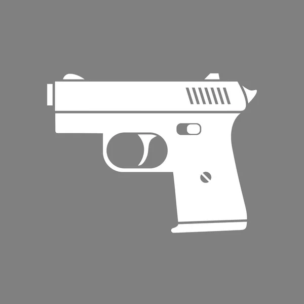 Icône Vectorielle Pistolet Blanc Sur Fond Gris — Image vectorielle