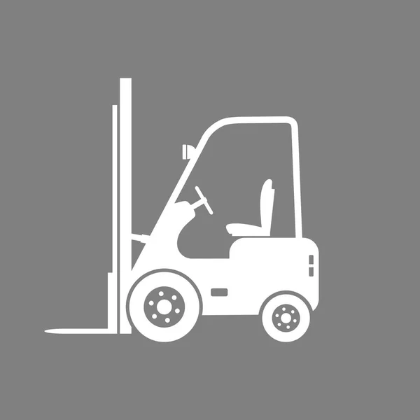 Ikon Vektor Truk Forklift Putih Pada Latar Belakang Abu Abu - Stok Vektor