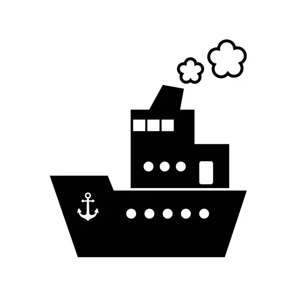 Beyaz Arkaplanda Siyah Gemi Vektör Simgesi Izole Nesne — Stok Vektör
