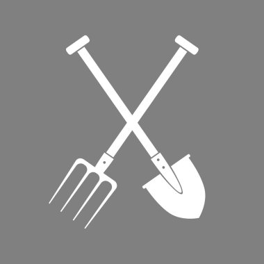 Beyaz spade ve gri arka plan üzerinde dirgen 