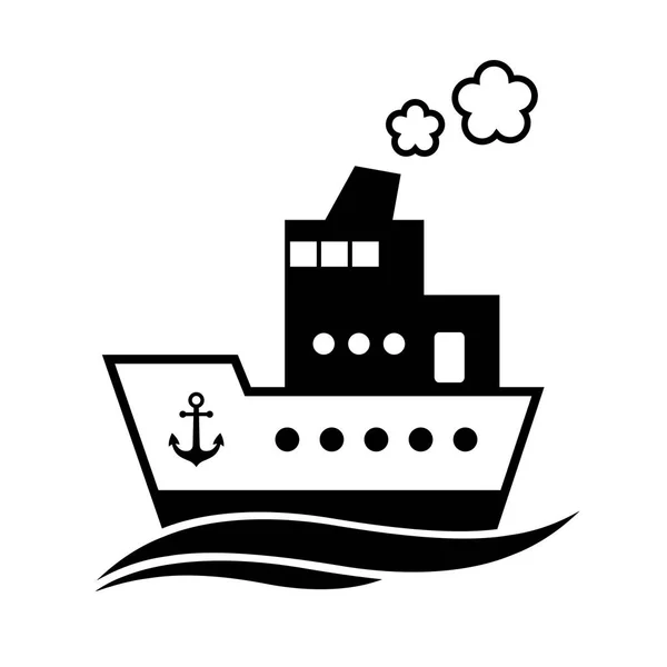 Icône vectorielle navire noir sur fond blanc, objet isolé — Image vectorielle