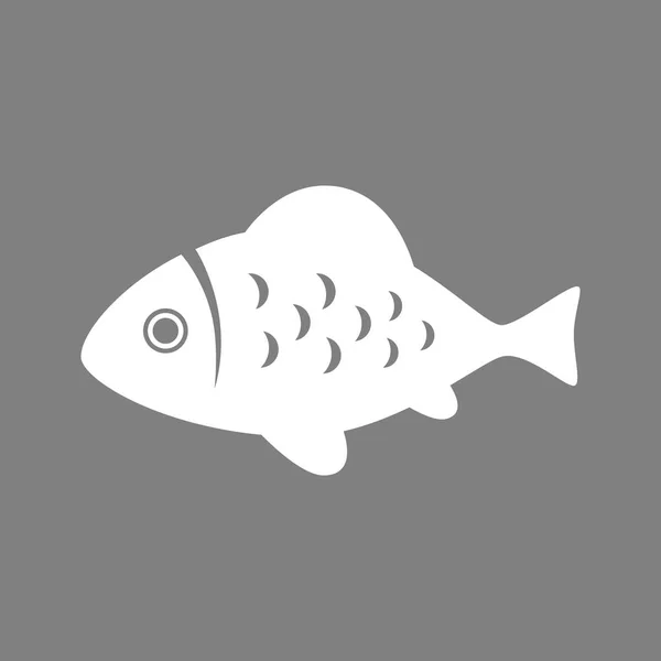 White fish vector icon on grey background — Stock Vector