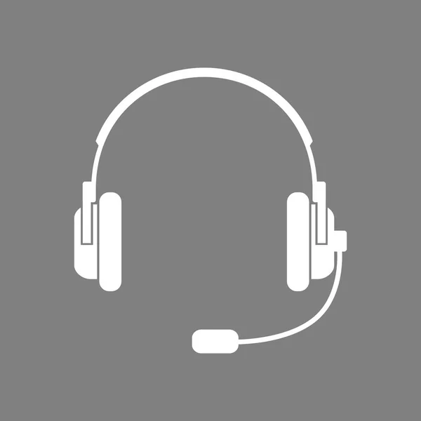 灰色の背景の白いヘッドフォン ベクトル アイコン — ストックベクタ