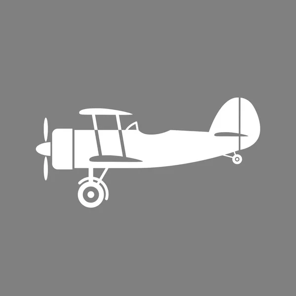 Icono de vector de avión blanco sobre fondo gris — Archivo Imágenes Vectoriales