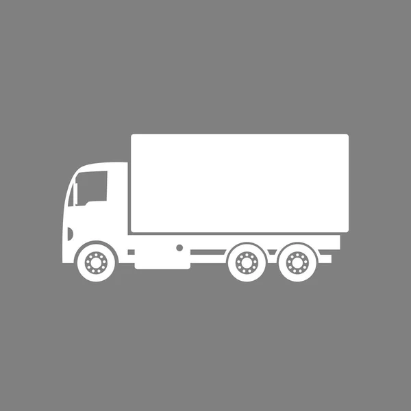 White truck vector icon on grey background — Stock Vector