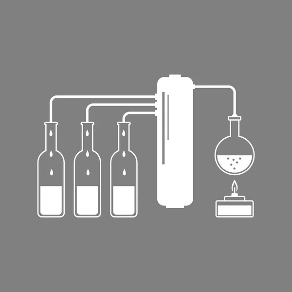 White distillation kit vector icon on grey background — Stock Vector