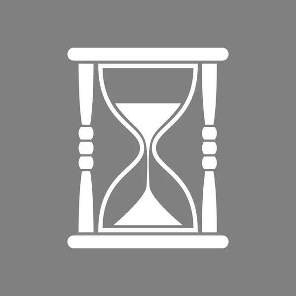 灰色の背景の白い砂時計ベクトル アイコン — ストックベクタ