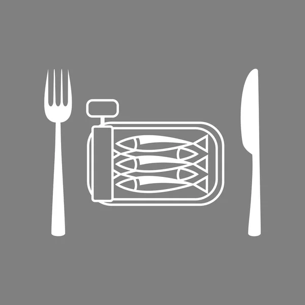 Witte sardine vector pictogram op grijze achtergrond — Stockvector