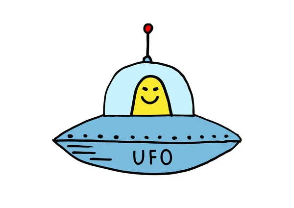 Beyaz Arka Plan Üzerinde Çizim Ufo — Stok Vektör