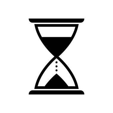 Siyah kum saati vektör simgesi, beyaz arka plan üzerinde yalıtılmış nesne