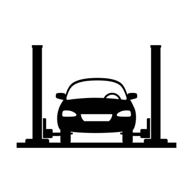 Beyaz arka planda siyah araba servis simgesi