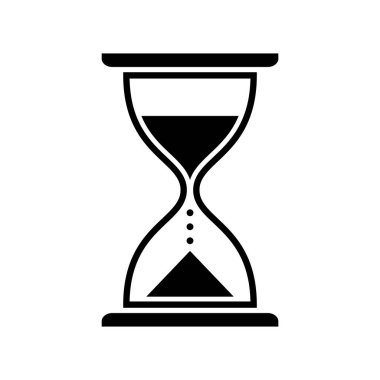Siyah kum saati vektör simgesi, beyaz arka plan üzerinde yalıtılmış nesne