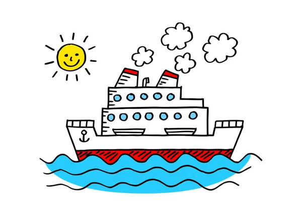 Navire à passagers sur fond blanc — Image vectorielle
