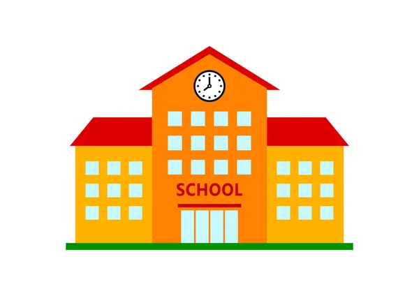 School vector icon on white background, isolated building — Stock Vector