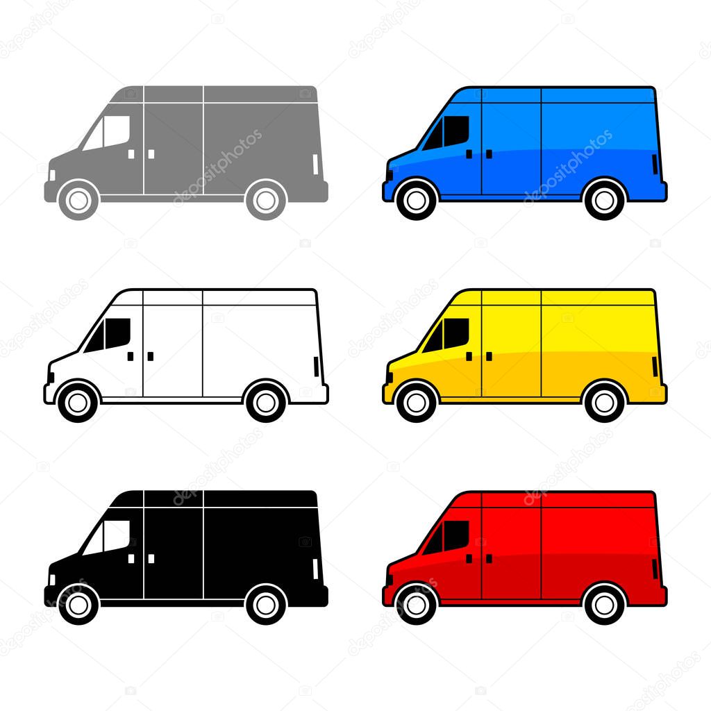 Vector delivery trucks set on white background 