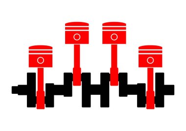 Beyaz arka plan üzerinde araba pistonlar 