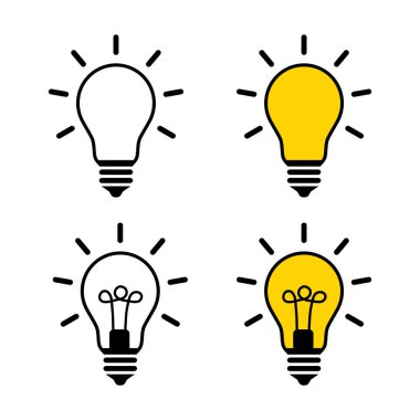 Beyaz arka plan üzerinde ampul simgeler    