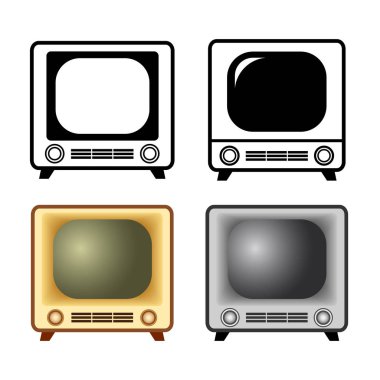 Beyaz arka planda Retro Tv simgeleri 