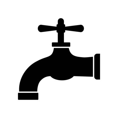 Beyaz arka planda siyah musluk simgesi