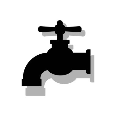 Beyaz arka planda siyah musluk simgesi