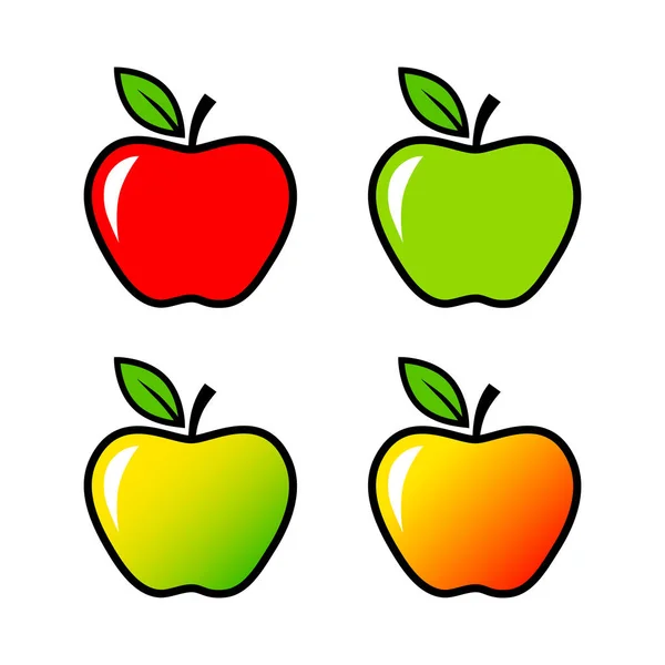 Apfelvektorsymbole auf weißem Hintergrund — Stockvektor