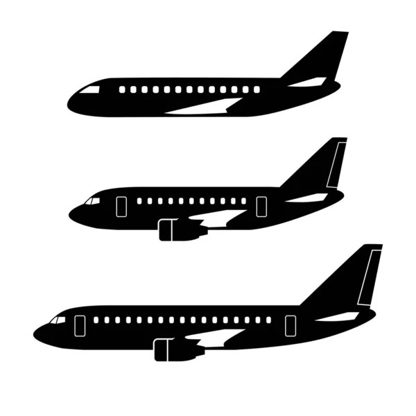 Iconos vectoriales de aviones sobre fondo blanco — Vector de stock