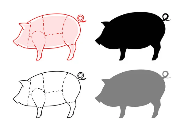 Iconos vectoriales de cerdo sobre fondo blanco — Vector de stock