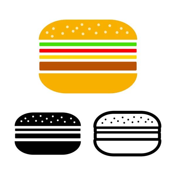 Hamburger vektor ikoner på vit bakgrund — Stock vektor