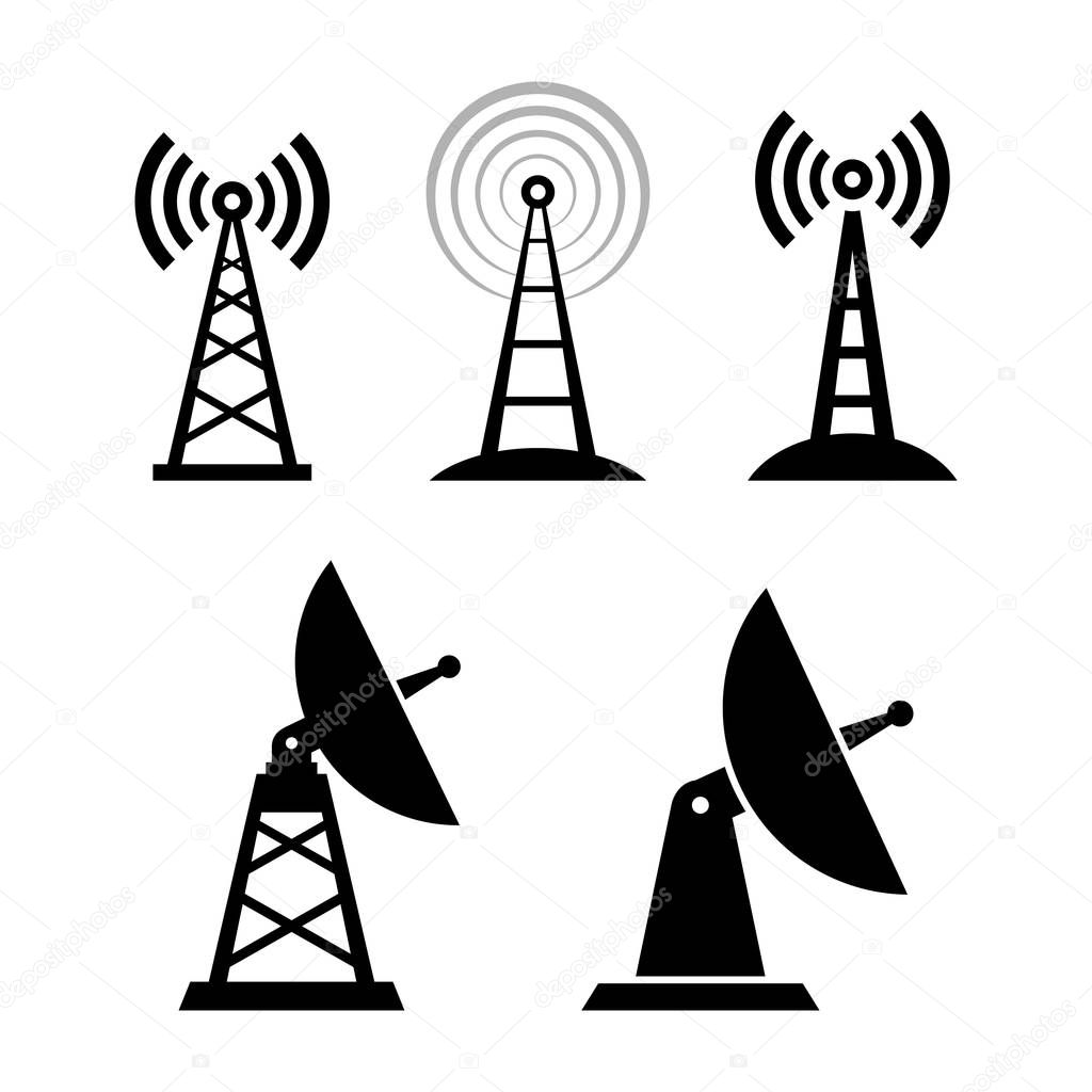 Antenna vector icons on white background
