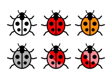 Beyaz arka planda Uğur böceği vektör simgeleri 