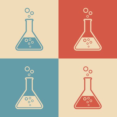 Laboratuvar cam vektör simgesi, retro renkler   
