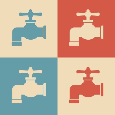 Musluk vektör simgeleri, retro renkler   