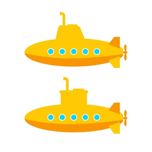 Yellow submarine vector icons on white background — ストックベクタ