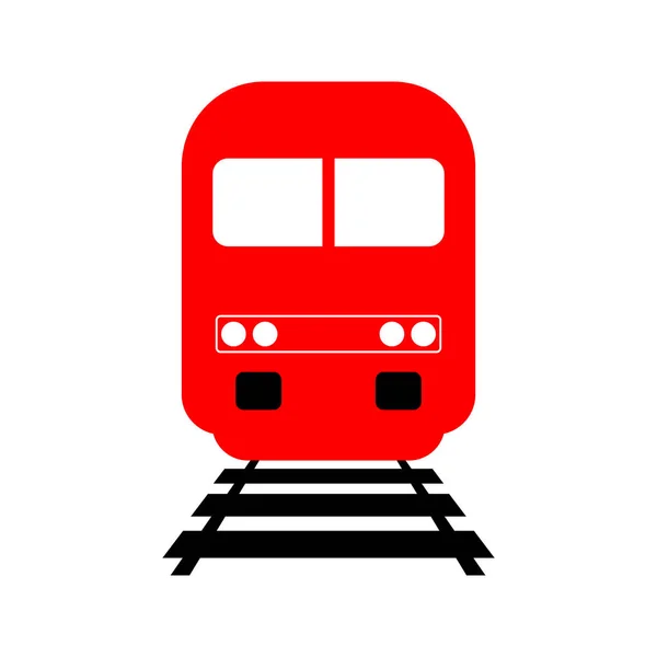 Ikona vektoru červeného vlaku na bílém pozadí — Stockový vektor
