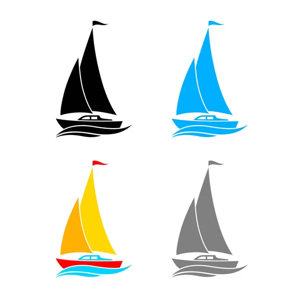 Sailboat vector icons on white background — Stock Vector